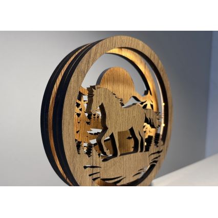 Li-Go 23598/DUB2 - Настільна декоративна LED-лампа з регулюванням яскравості LED/12W/230V 20x22 cm дуб/кінь