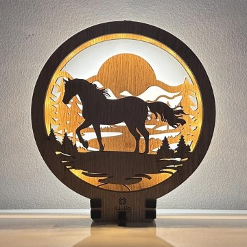 Li-Go 23598/DUB2 - светодиодная настольная декоративная лампа с диммером LED/12W/230V 20x22 cm дуб/конь