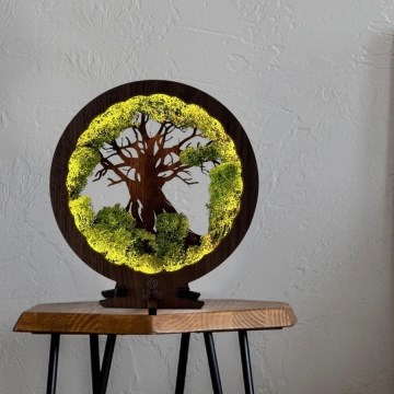 Li-Go 23604/DUB2 - LED настольная декоративная лампа с регулировкой яркости LED/12W/230V 20x22 cm дуб/мох и дерево