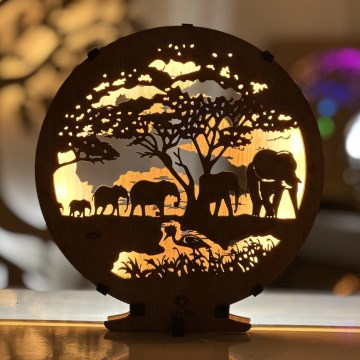 Li-Go 23610/DUB2 - LED настільна декоративна лампа з регулюванням яскравості, 12 Вт, 230 В, 20×22 см, дуб, «Слони»