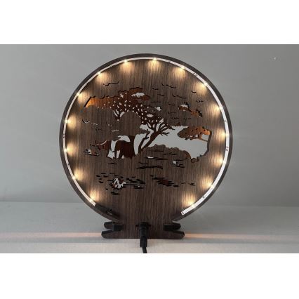 Li-Go 23610/DUB2 - LED настільна декоративна лампа з регулюванням яскравості, 12 Вт, 230 В, 20×22 см, дуб, «Слони»
