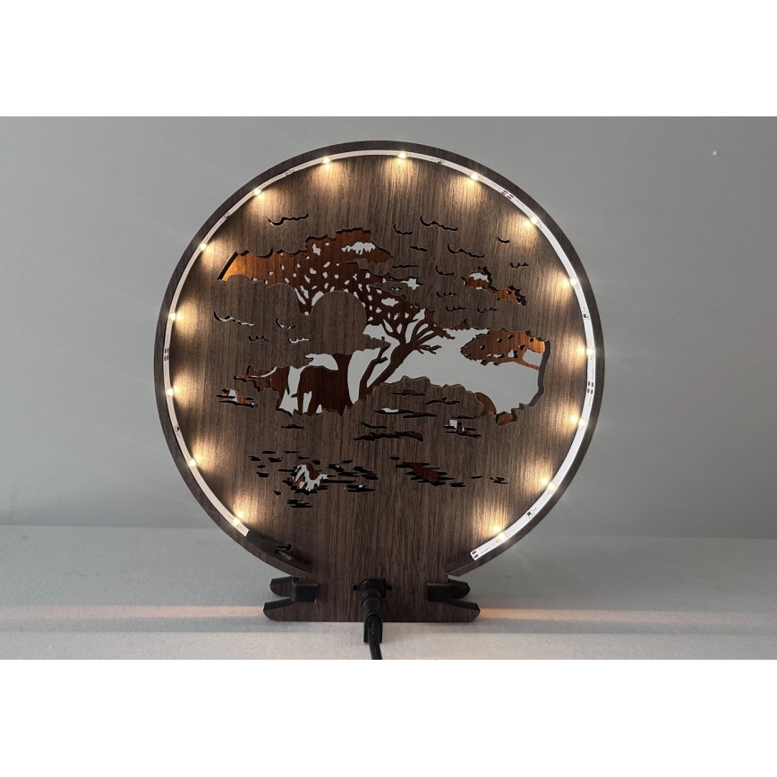 Li-Go 23610/DUB2 - LED настільна декоративна лампа з регулюванням яскравості, 12 Вт, 230 В, 20×22 см, дуб, «Слони»