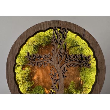 Li-Go 23622/DUB2 - Диммируемая LED настольная декоративная лампа LED/12W/230V 20x22 cm дуб/Крест в мху