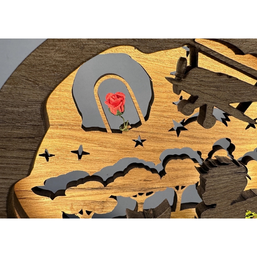 Li-Go 23634/DUB2 - LED диммируемая настольная декоративная лампа LED/12W/230V 20x22 cm дуб/Маленький принц с розой