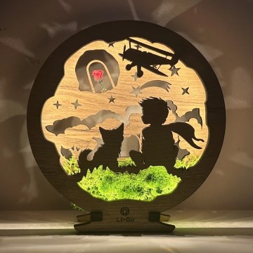 Li-Go 23634/DUB2 - LED настільний декоративний світильник з регулюванням яскравості LED/12W/230V 20x22 cm дуб/Маленький принц з трояндою