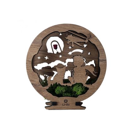 Li-Go 23634/DUB2 - світлодіодний настільний декоративний світильник з регульованою яскравістю LED/12W/230V 20x22 см дуб/Маленький принц з трояндою