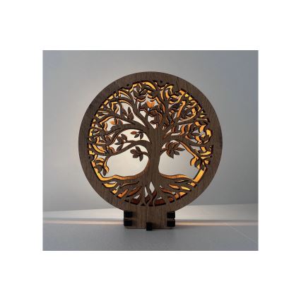 Li-Go 23648/DUB2 - LED з регульованою яскравістю настільна декоративна лампа LED/12W/230V 30x31 cm дуб/Дерево життя