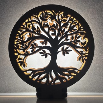 Li-Go 23648/DUB2 - LED з регульованою яскравістю настільна декоративна лампа LED/12W/230V 30x31 cm дуб/Дерево життя