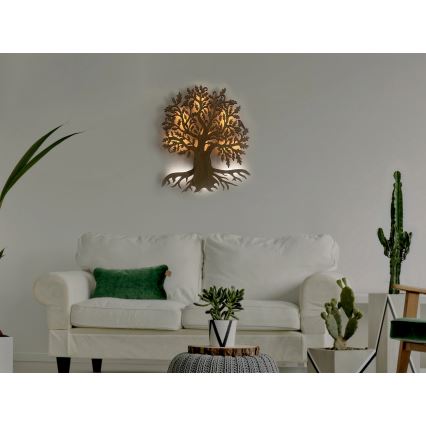 Li-Go 23673/DUB2 - LED з регулюванням яскравості настінний декоративний світильник LED/10W/5V 20000 mAh 45x55 cm дуб + пульт дистанційного керування