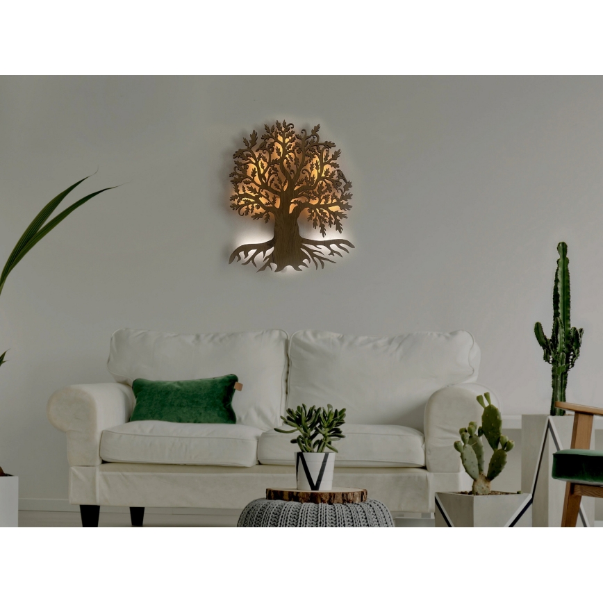 Li-Go 23673/DUB2 - LED з регулюванням яскравості настінний декоративний світильник LED/10W/5V 20000 mAh 45x55 cm дуб + пульт дистанційного керування