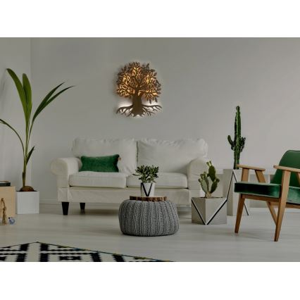 Li-Go 23673/DUB2 - LED з регулюванням яскравості настінний декоративний світильник LED/10W/5V 20000 mAh 45x55 cm дуб + пульт дистанційного керування