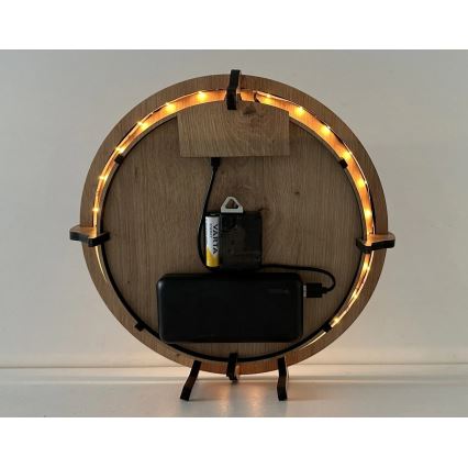 Li-Go 23688/DUB2 - LED-часы с диммером и датчиком движения LED/5V 20000 mAh + 1xAA Ø 32 см дуб/Одуванчик