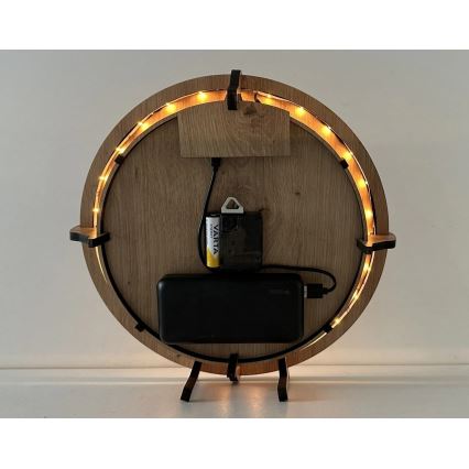 Li-Go 23712/DUB/BAT2 - LED-годинник зі датчиком руху та регульованою яскравістю LED/10W/5V 20000 mAh + 1xAA діам. 32 см дуб/Маленький принц