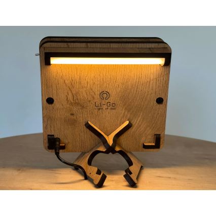 Li-Go 4070/DUB2 - LED настольная декоративная лампа LED/12Вт/230В 19x19 см дуб/лошадь