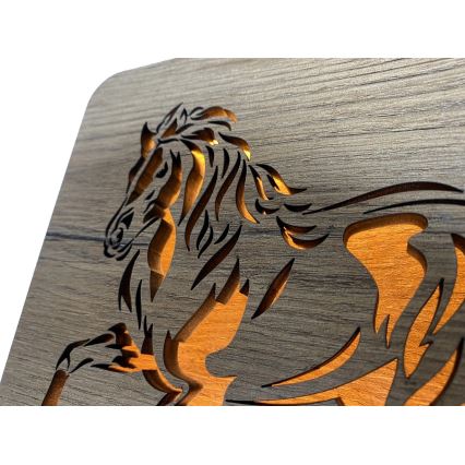 Li-Go 4070/DUB2 - LED настольная декоративная лампа LED/12Вт/230В 19x19 см дуб/лошадь