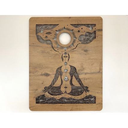 Li-Go 4421/A/4 - Елегантна світлодіодна настінна декоративна панель з регулюванням яскравості LED/10W/5V 30000 mAh 70x90 cm дуб/чакри