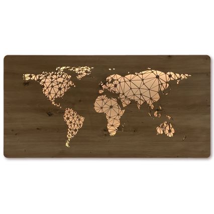 Li-Go 4457/A/4 - Регулируемая светодиодная настенная декоративная панель LED/10W/5V 30000 mAh 120x60 cm дуб/Карта мира