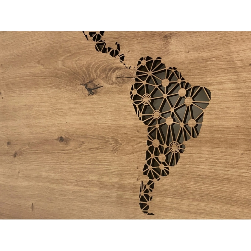 Li-Go 4457/A/4 - Регулируемая светодиодная настенная декоративная панель LED/10W/5V 30000 mAh 120x60 cm дуб/Карта мира