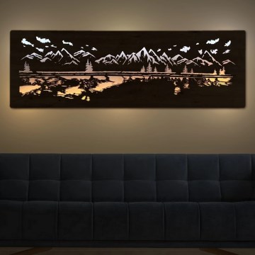 Li-Go 4778/A/4 - Диммируемая настенная LED-декорация LED/10W/5V 30000 mAh 120x40 cm дуб/Озеро