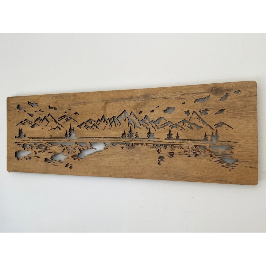 Li-Go 4778/A/4 - настінна декоративна LED-панель із регульованою яскравістю LED/10W/5V 30000 mAh 120x40 см дуб/Озеро