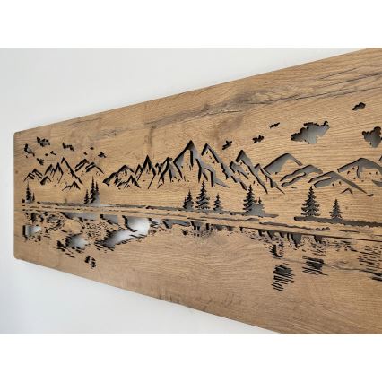 Li-Go 4778/A/4 - настінна декоративна LED-панель із регульованою яскравістю LED/10W/5V 30000 mAh 120x40 см дуб/Озеро