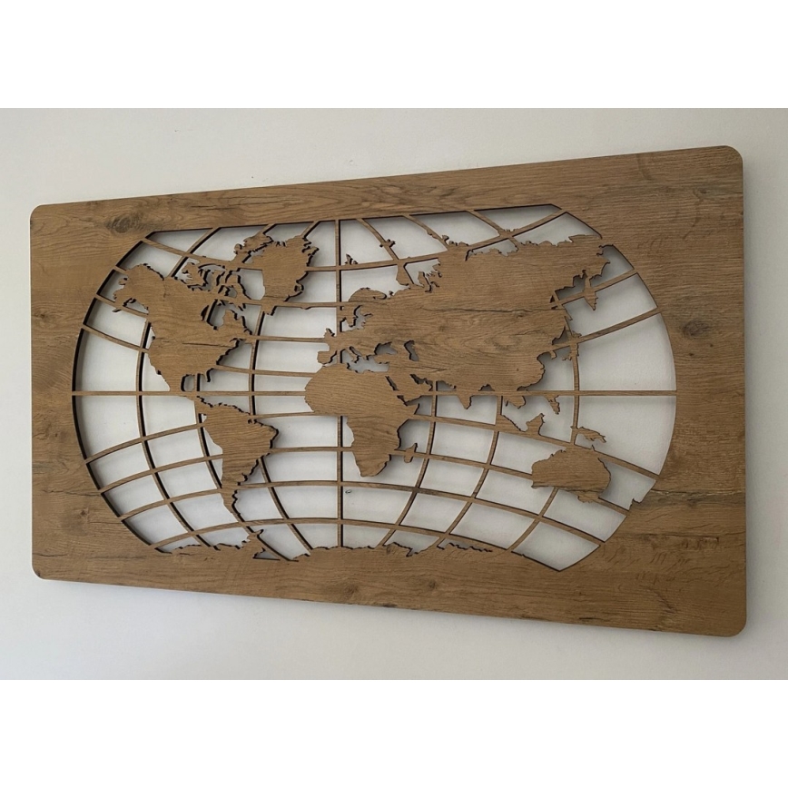 Li-Go 4868/DUB2 - LED затемнювана настінна декорація LED/24W/230V 110x60 см дуб/Карта світу — паралелі