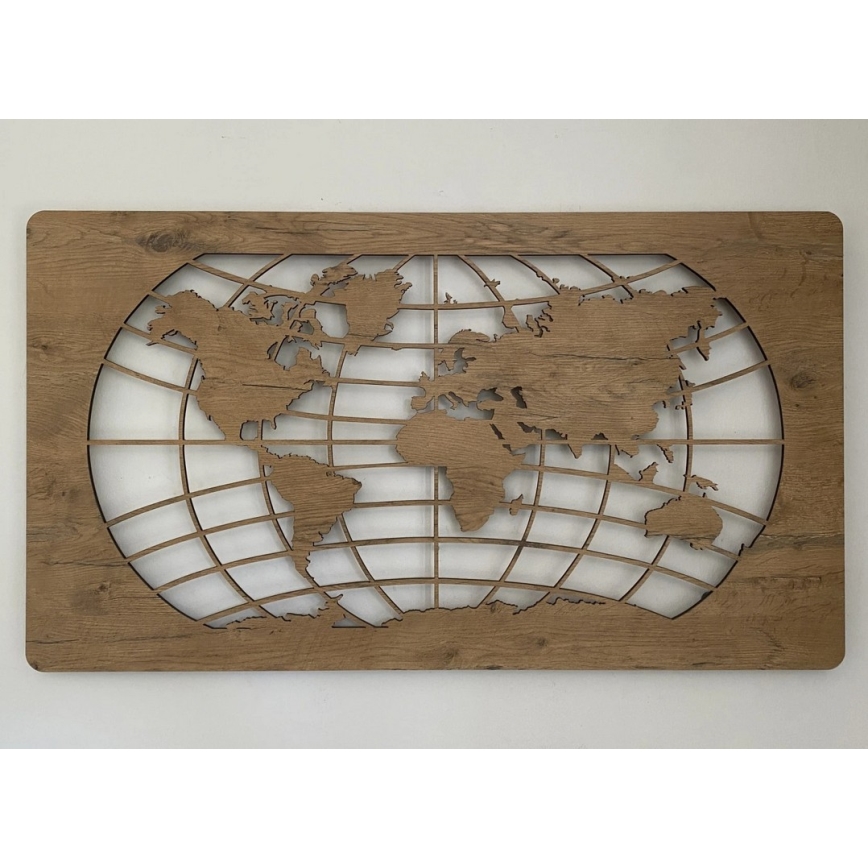 Li-Go 4868/DUB2 - LED затемнювана настінна декорація LED/24W/230V 110x60 см дуб/Карта світу — паралелі