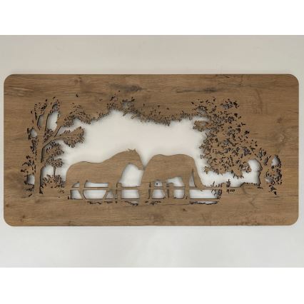 Li-Go 5012/B/4 - Диммируемая настенная светодиодная декоративная панель LED/10W/5V 30000 mAh 120x60 cm дуб/лошади + дистанционное управление