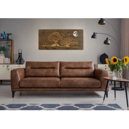 Li-Go 5042/DUB2 - LED з регульованою яскравістю настінний декоративний світильник LED/24W/230V 110x50 см дуб/Три дуби і місяць