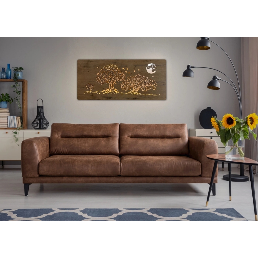 Li-Go 5042/DUB2 - LED з регульованою яскравістю настінний декоративний світильник LED/24W/230V 110x50 см дуб/Три дуби і місяць