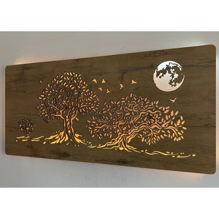 Li-Go 5042/DUB2 - LED з регульованою яскравістю настінний декоративний світильник LED/24W/230V 110x50 см дуб/Три дуби і місяць