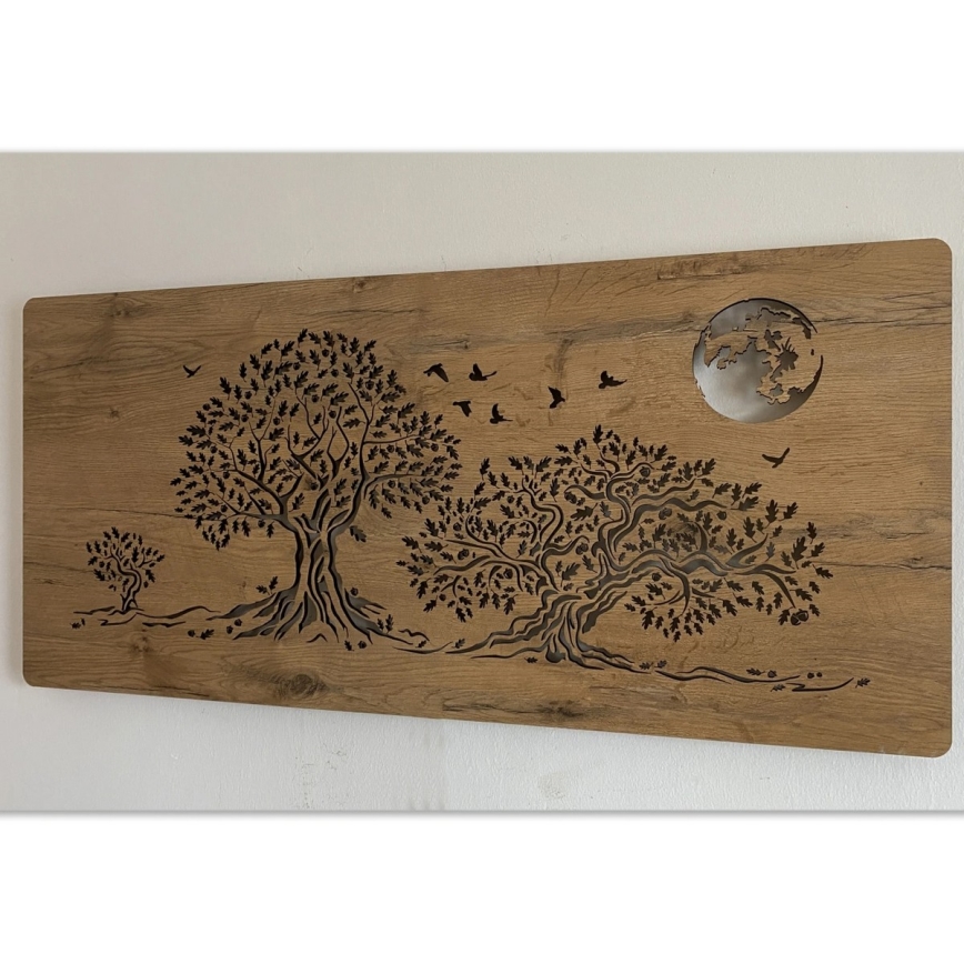 Li-Go 5042/DUB2 - LED з регульованою яскравістю настінний декоративний світильник LED/24W/230V 110x50 см дуб/Три дуби і місяць