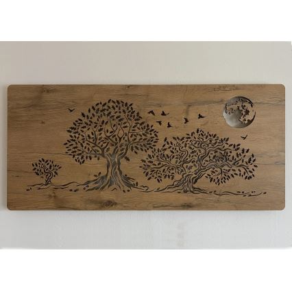 Li-Go 5042/DUB2 - LED з регульованою яскравістю настінний декоративний світильник LED/24W/230V 110x50 см дуб/Три дуби і місяць