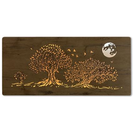 Li-Go 5042/DUB2 - LED з регульованою яскравістю настінний декоративний світильник LED/24W/230V 110x50 см дуб/Три дуби і місяць