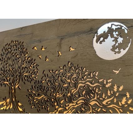 Li-Go 5042/DUB2 - LED з регульованою яскравістю настінний декоративний світильник LED/24W/230V 110x50 см дуб/Три дуби і місяць