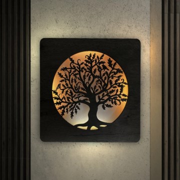 Li-Go 5275/DUB2 - LED-годинник із регульованою яскравістю LED/10W/5V 20000 mAh 42x42 см дуб/Дуб у колі + пульт дистанційного керування