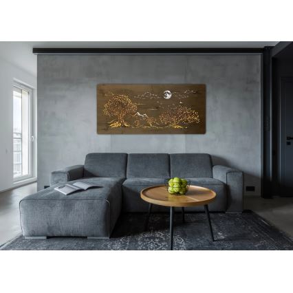 Li-Go 5478/DUB2 - Настінна LED-декорація з регульованою яскравістю LED/24W/230V 130x60 см дуб/Чотири дуби та місяць