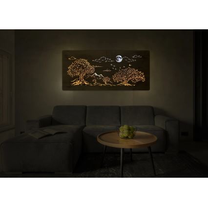 Li-Go 5478/DUB2 - Настінна LED-декорація з регульованою яскравістю LED/24W/230V 130x60 см дуб/Чотири дуби та місяць