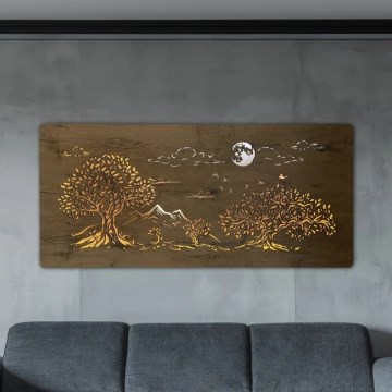 Li-Go 5478/DUB2 - Настінна LED-декорація з регульованою яскравістю LED/24W/230V 130x60 см дуб/Чотири дуби та місяць