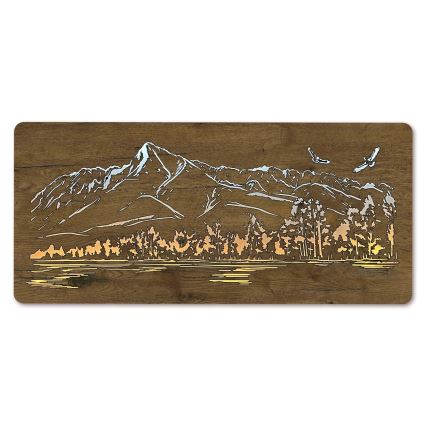 Li-Go 5589/A/DUB2 - LED настінна декоративна панель з регулюванням яскравості LED/10 Вт/5 В 30000 мА·год 110x50 см дуб/гори з птахами