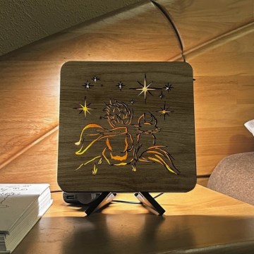 Li-Go 5788/DUB2 - Настольный декоративный светильник LED/12W/230V 19x19 cm дуб/Маленький принц