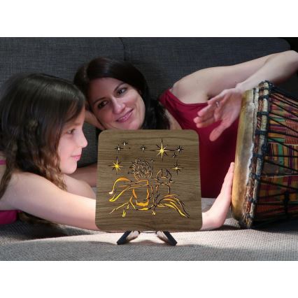 Li-Go 5788/DUB2 - Настольный декоративный светильник LED/12W/230V 19x19 cm дуб/Маленький принц