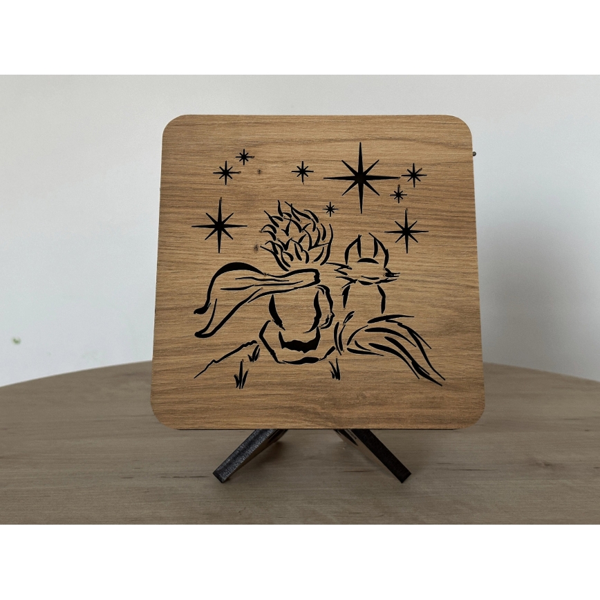 Li-Go 5788/DUB2 - Настольный декоративный светильник LED/12W/230V 19x19 cm дуб/Маленький принц