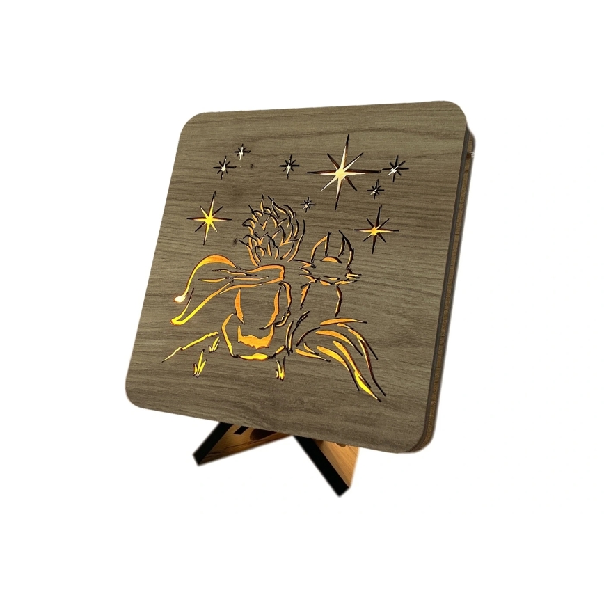 Li-Go 5788/DUB2 - Настольный декоративный светильник LED/12W/230V 19x19 cm дуб/Маленький принц