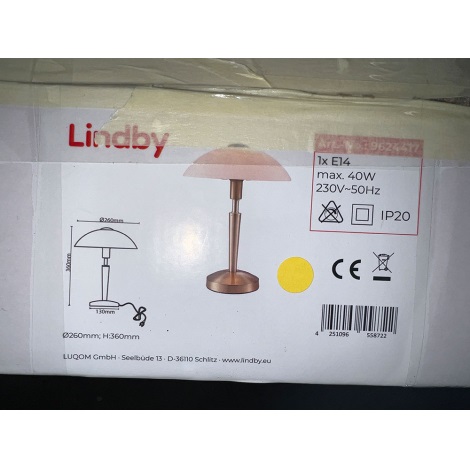 Lindby - Настольная лампа TIBBY 1xE14/40W/230V