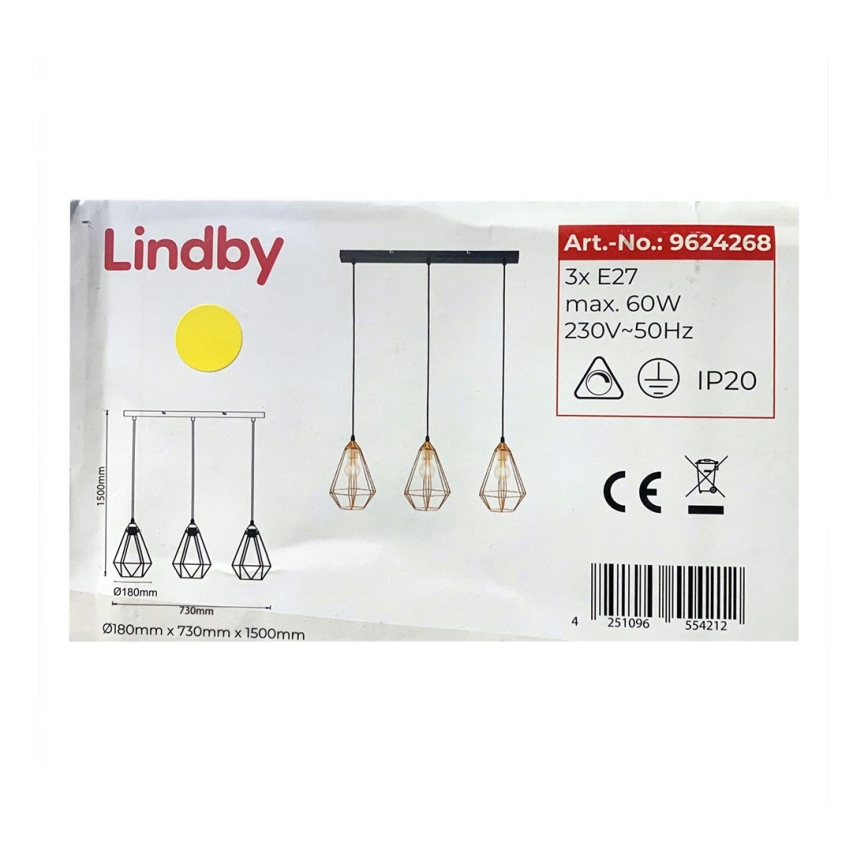 Lindby - Подвесная люстра ELDA 3xE27/60W/230V