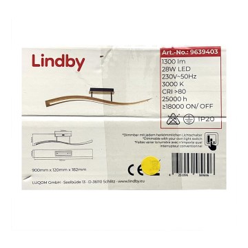 Lindby - Пристельова LED люстра з регулюванням яскравості LARISA LED/28W/230V