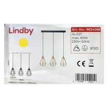 Lindby - Подвесная люстра ELDA 3xE27/60W/230V