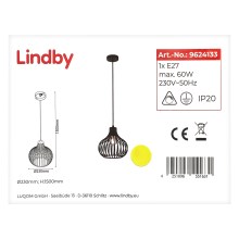 Lindby - Подвесная люстра FRANCES 1xE27/60W/230V