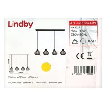 Lindby - Подвесная люстра FRANCES 4xE27/60W/230V